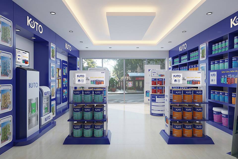 Mẫu trần thạch cao showroom bán sơn